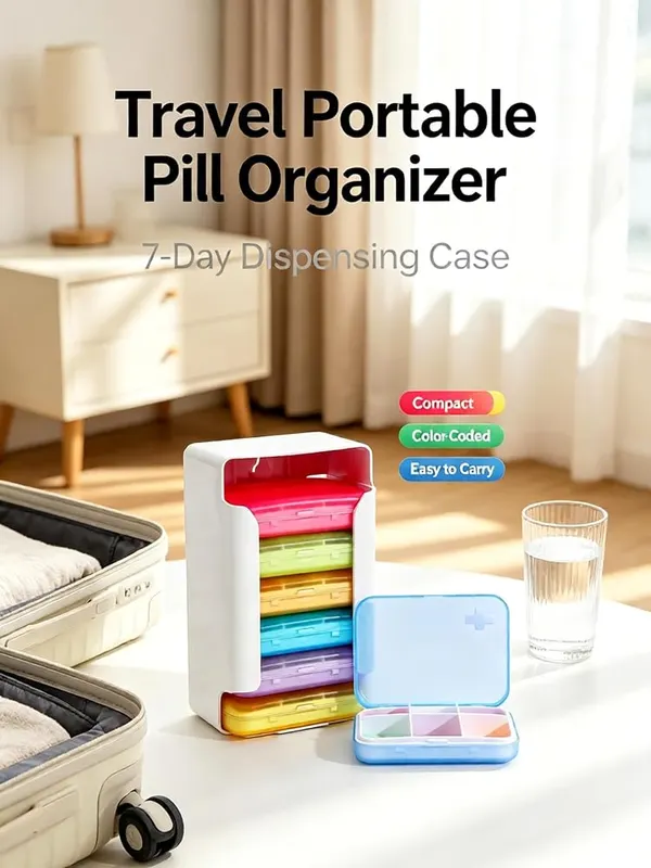 ChayWillow 7-Day Pill Organizer Set – Wall-mounting holes on holder
