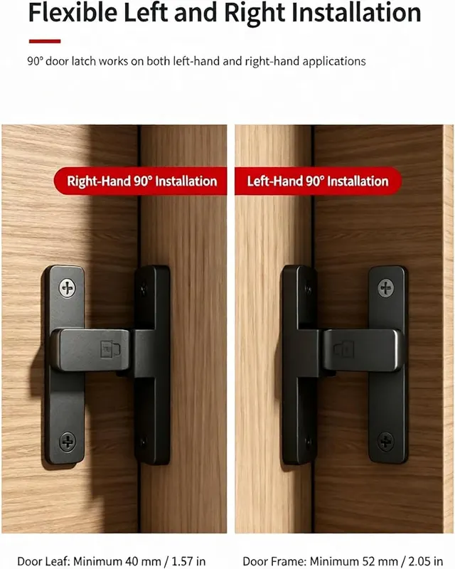 ChayWillow 90 Degree Door Latch Flip Bolt – Matte black protective finish