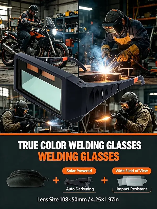 ChayWillow Auto-Darkening Welding Goggles – Wide-view comfort fit design