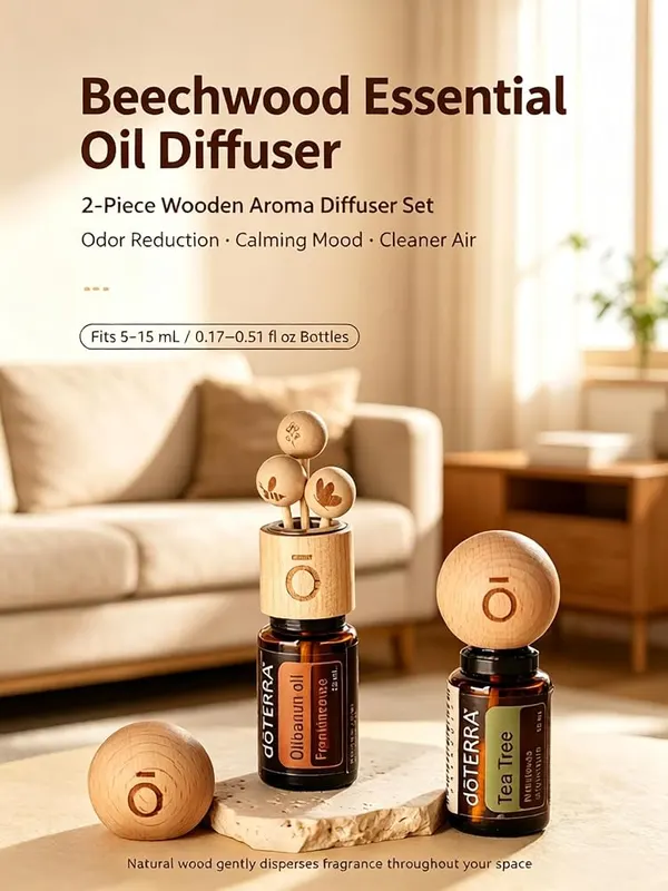 ChayWillow Beech Wood Diffuser Ball Set – Compatible with standard oil bottles