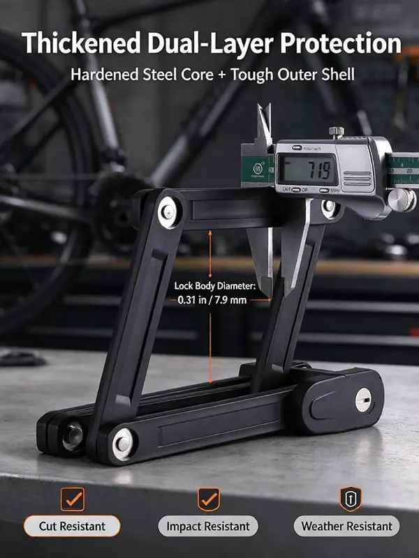 ChayWillow Folding Bike Lock 4-Digit Combination Alloy – Heavy-duty hardened alloy steel links