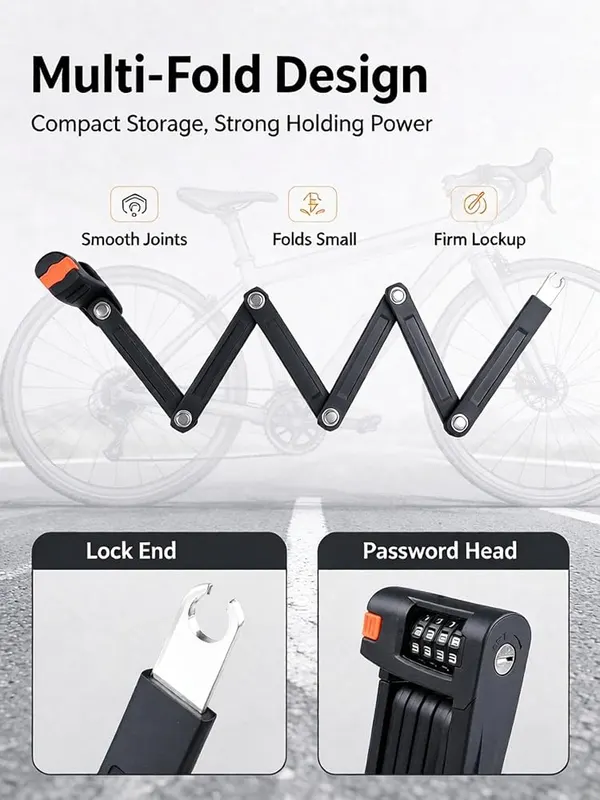 ChayWillow Folding Bike Lock 4-Digit Combination Alloy – Dual-installation secure mounting bracket