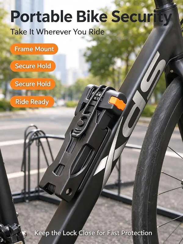 ChayWillow Folding Bike Lock 4-Digit Combination Alloy – Scratch-resistant outer protective shell
