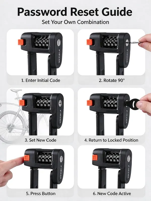 ChayWillow Folding Bike Lock 4-Digit Combination Alloy – product photo 8 of 9