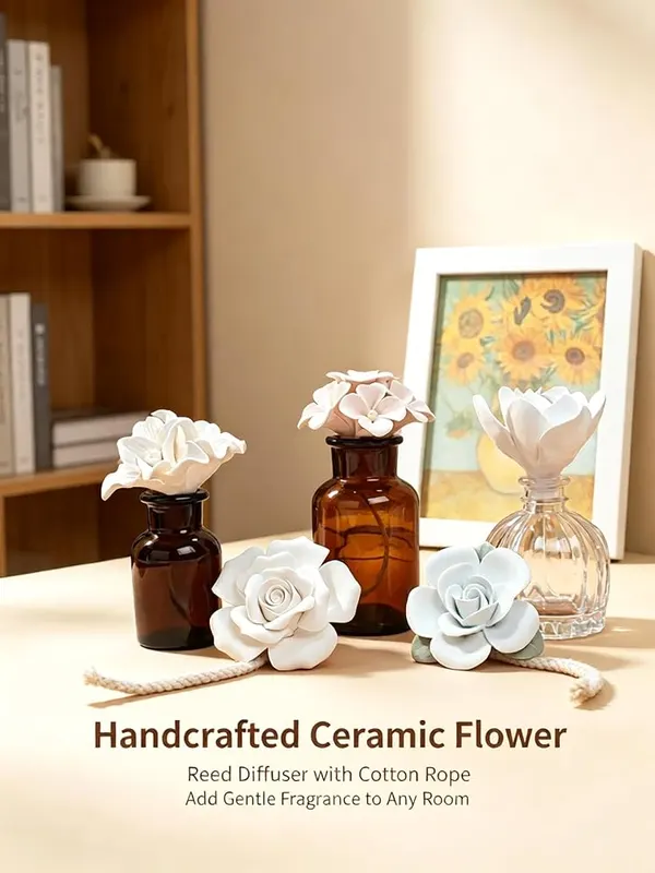 ChayWillow Handmade Ceramic Diffuser Flowers – Hand pinched porous porcelain blooms