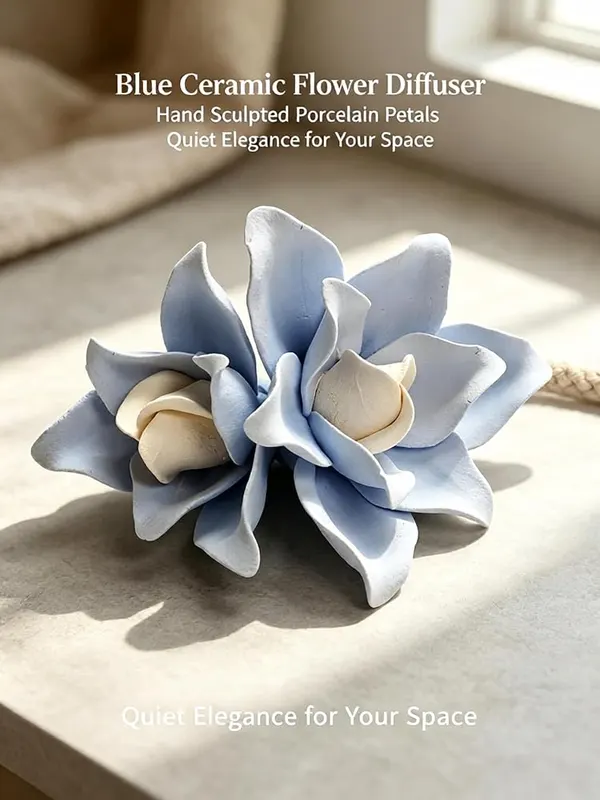 ChayWillow Handmade Ceramic Diffuser Flowers – Realistic rose and hydrangea shapes