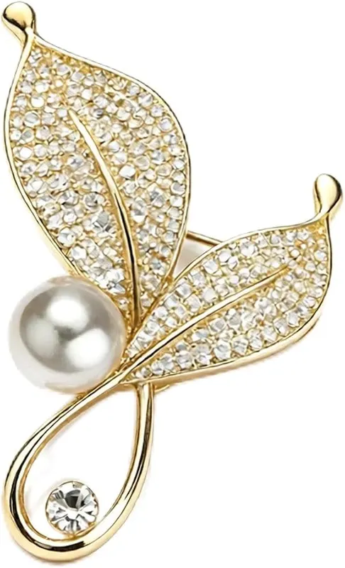 ChayWillow Leaf Pearl Brooch Pin