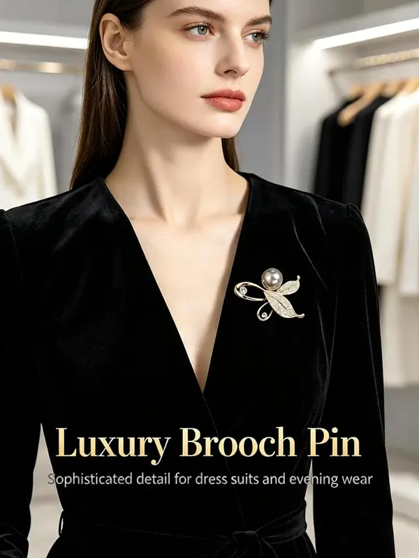 ChayWillow Leaf Pearl Brooch Pin – Versatile for multiple garments