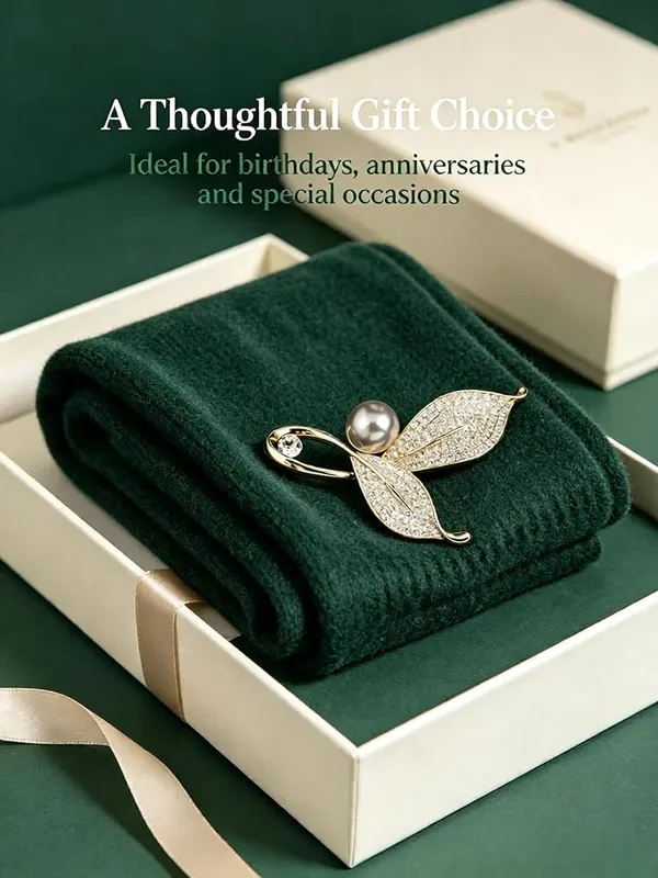 ChayWillow Leaf Pearl Brooch Pin – Great for special events