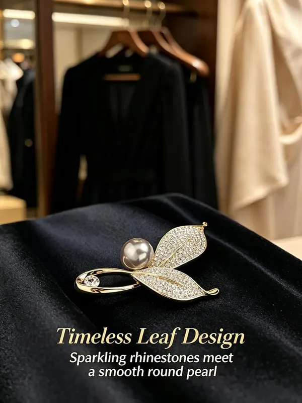 ChayWillow Leaf Pearl Brooch Pin – product photo 7 of 9