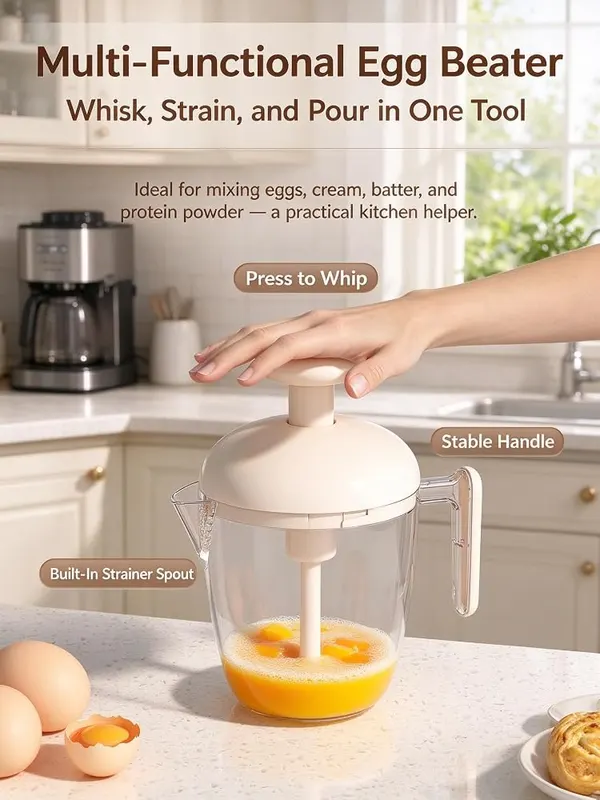 ChayWillow Manual Egg Beater Cup – Built-in Filter Spout