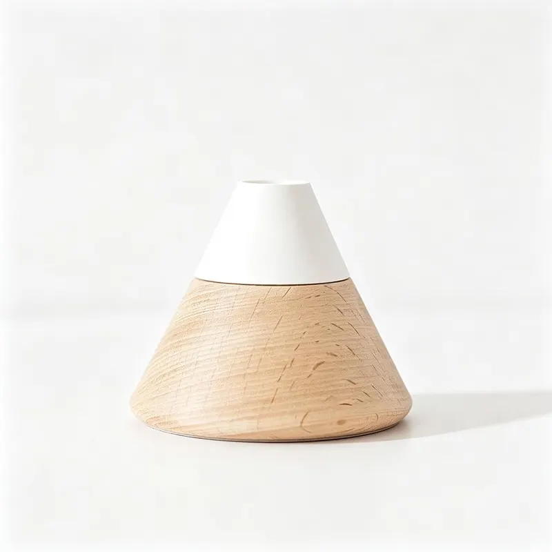 ChayWillow Mini Volcano Diatomite Essential Oil Diffuser in White and Natural Wood Brown