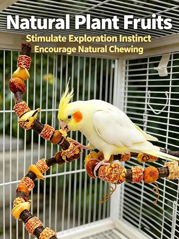 ChayWillow Natural Parrot Perch Chew Toy – Bendable internal wire for custom shapes