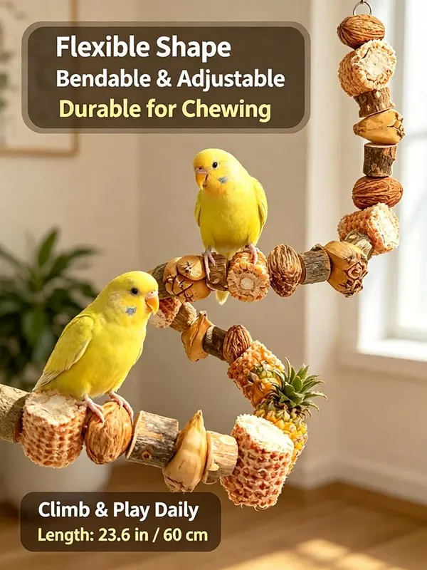 ChayWillow Natural Parrot Perch Chew Toy – Simple bolt mounting for wire cages