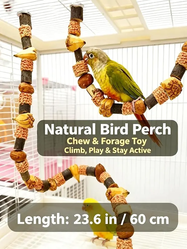 ChayWillow Natural Parrot Perch Chew Toy – Engages small and medium parrots