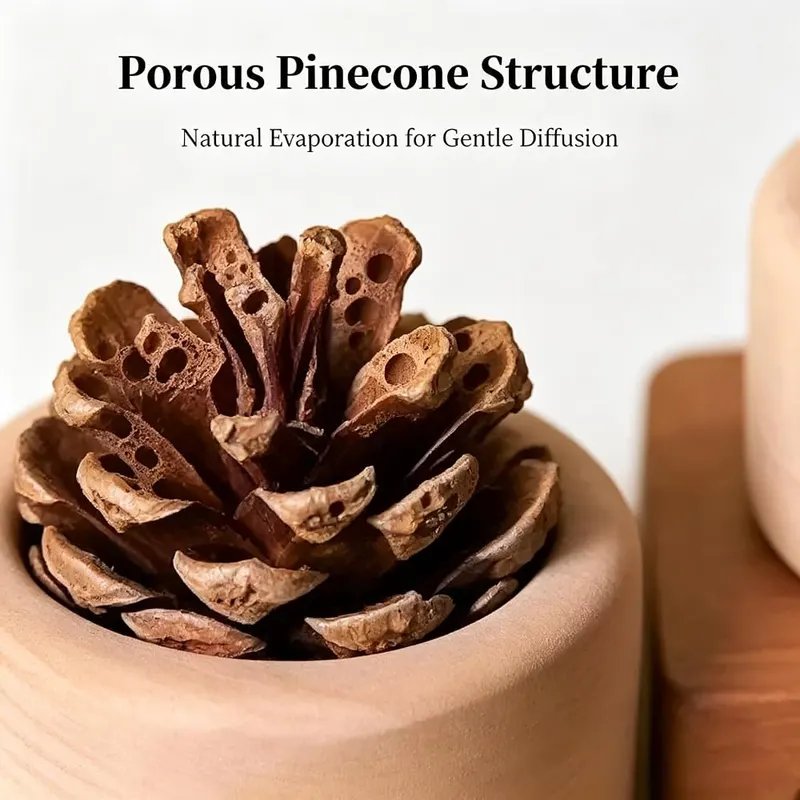 ChayWillow Pine Cone Passive Essential Oil Diffuser – Compact 2.76-inch bases