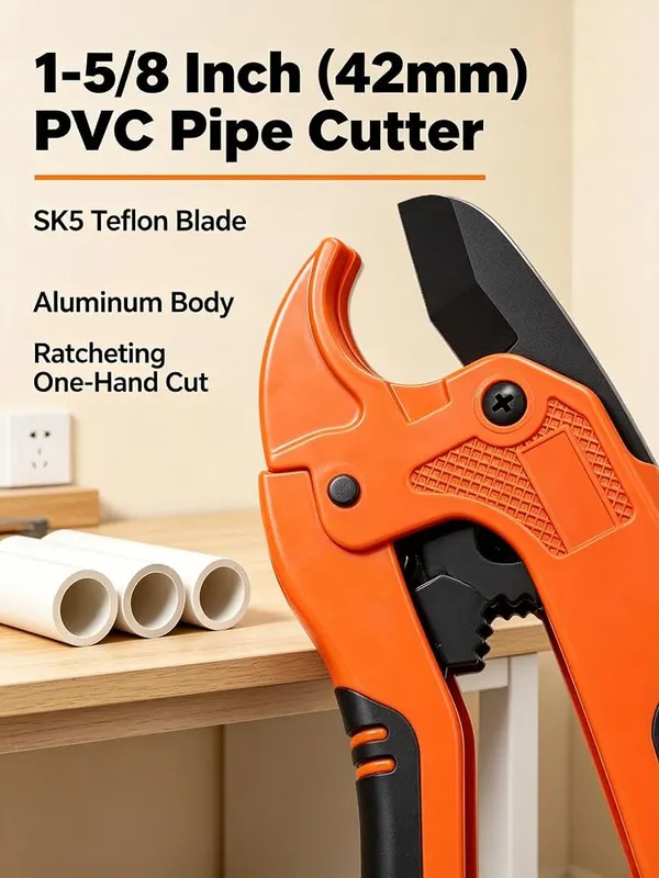 ChayWillow Ratcheting PVC Pipe Cutter 1-5/8 – Compatible with PVC and PEX tubing