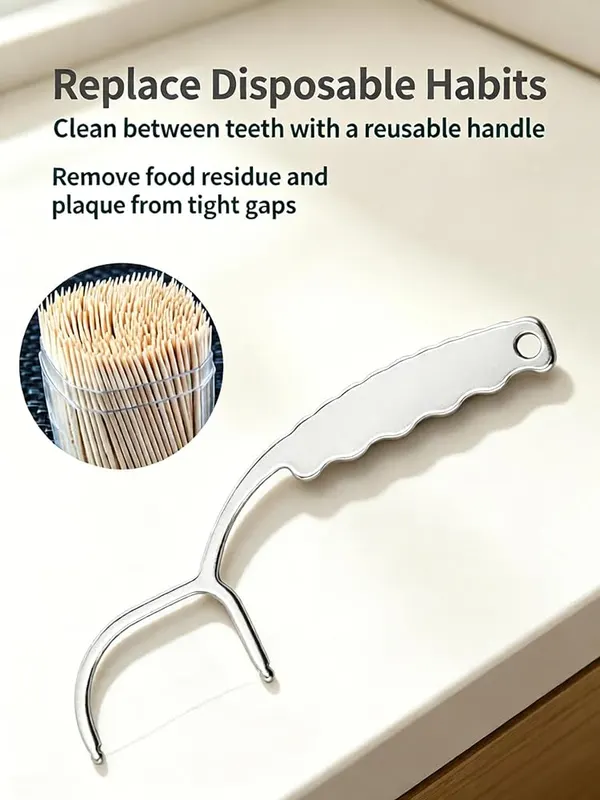 ChayWillow Reusable Stainless Steel Floss Holder – Wide bow shaped design