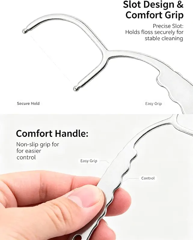 ChayWillow Reusable Stainless Steel Floss Holder – Compact and portable size