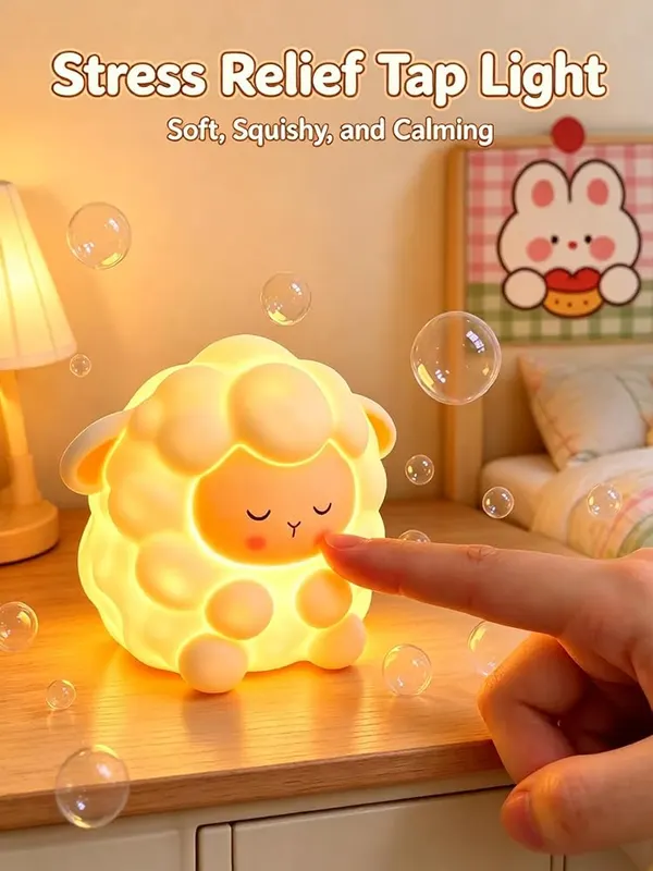 ChayWillow Sheep Silicone Tap Night Light Rechargeable – Soothing non flickering warm illumination
