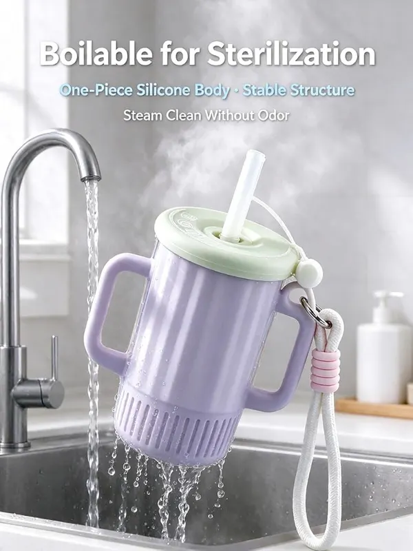 ChayWillow Silicone Sippy Cup 250ml – Includes convenient drinking straw