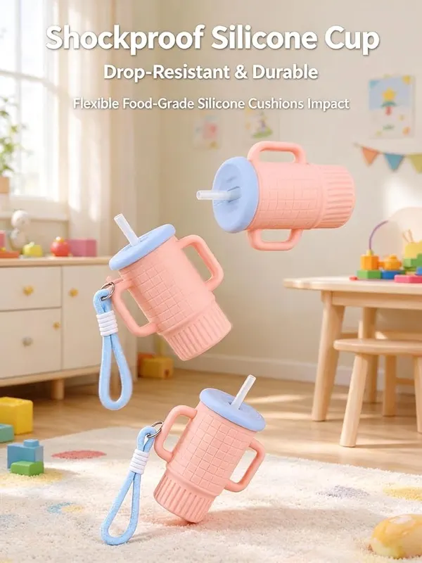 ChayWillow Silicone Sippy Cup 250ml – Secure lid with lanyard