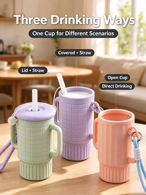 ChayWillow Silicone Sippy Cup 250ml – Versatile three drinking modes
