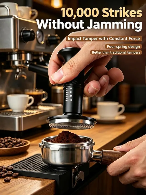 ChayWillow Spring-Loaded Espresso Tamper – Constant thirty pound pressing force