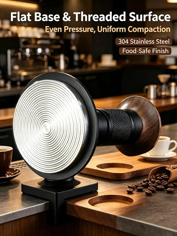 ChayWillow Spring-Loaded Espresso Tamper – Adjustable textured aluminum alloy handle