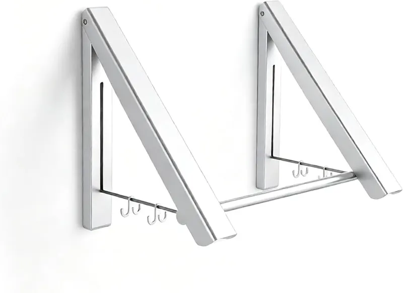 ChayWillow Wall Mounted Folding Clothes Drying Rack in Silver