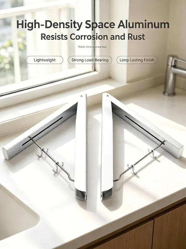 ChayWillow Wall Mounted Folding Clothes Drying Rack – Features movable hooks for convenience
