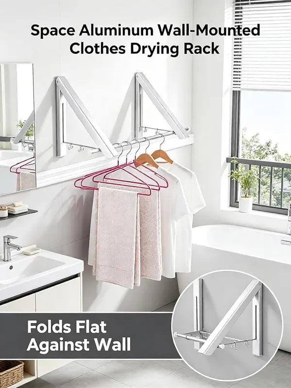 ChayWillow Wall Mounted Folding Clothes Drying Rack – product photo 8 of 9