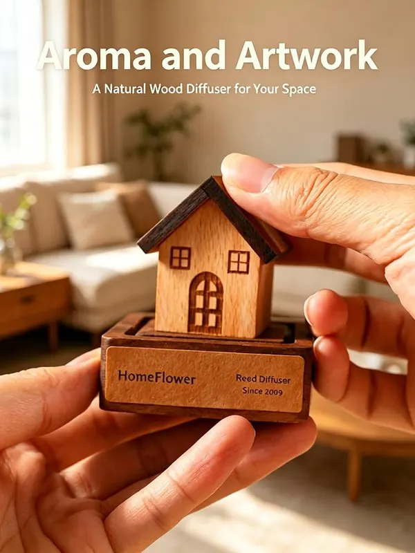 ChayWillow Wooden House Essential Oil Diffuser Ornament – Magnetic detachable top design
