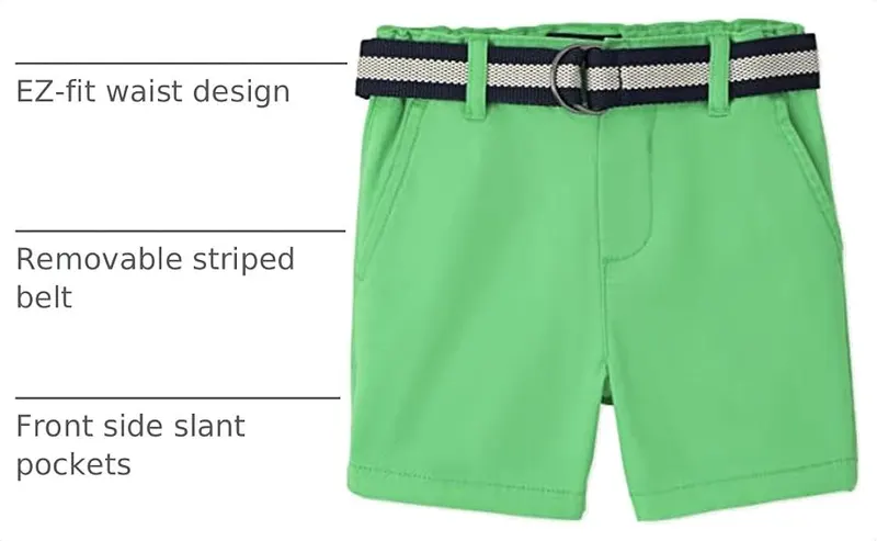 The Children’s Place Baby and Toddler Boys Belted Chino 12-18MOS – CLOSURE — EZ-fit waist features