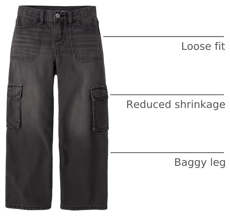 The Children’s Place Girls,Baggy Jeans,Thunder Wash Cargo,5 – product photo 4 of 6