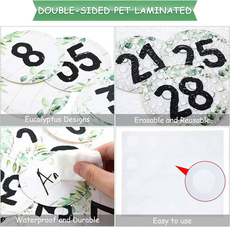 Chinco 40 Pieces Eucalyptus Laminated Numbers Cutouts – Boho Greenery Classroom Style