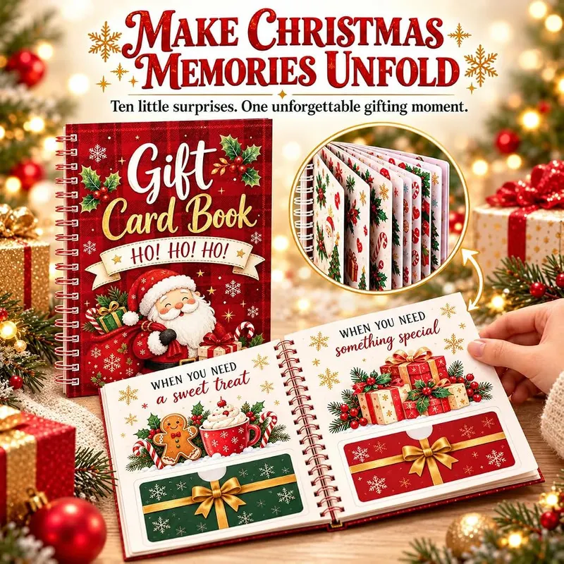 Christmas Gift Card Book 10-Page Cute Themed – Convenient spiral bound page design
