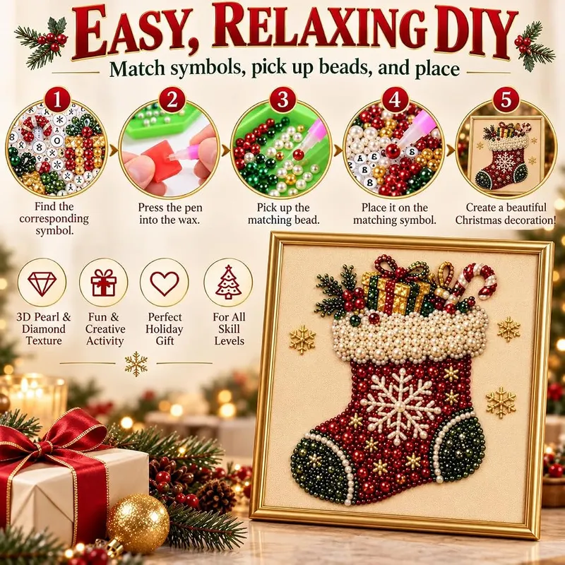 Christmas Stocking Pearl Diamond Art Kit – product photo 4 of 7