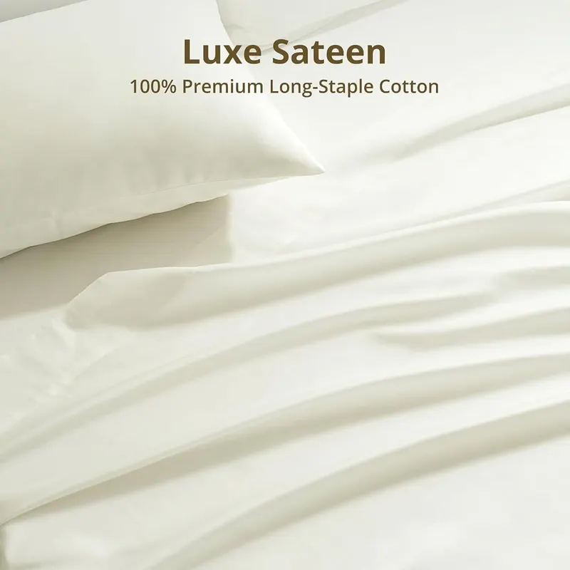 CieloCloud 100% Egyptian Long-Staple Cotton Queen Bed – 360 degree elastic fit