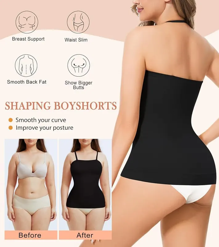 ciksob Strapless Shapewear Tank Top Black Large – Strapless tube top design