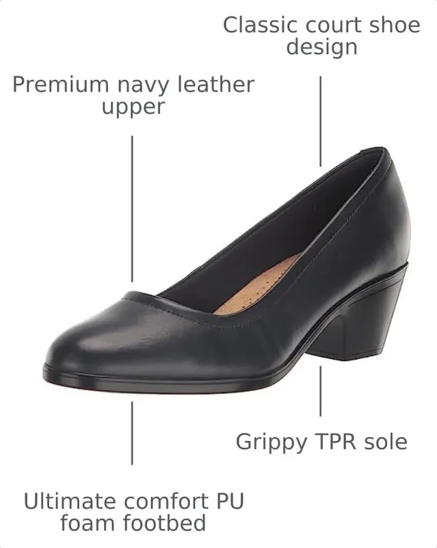Clarks Blue’s Emily 2 Ruby Pump – Cushion Soft’s high-rebound foam inlay is cleverly concealed