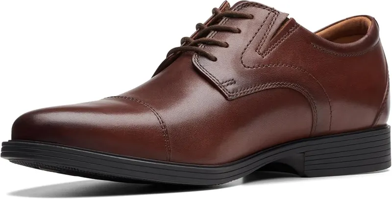 Clarks Collection Men’s Whiddon Cap Oxford Mahogany Leather – OrthoLite footbed offers all-day comfort and freshness