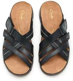 CLARKS Women’s Cecily Slide – Premium black leather upper for a soft feel