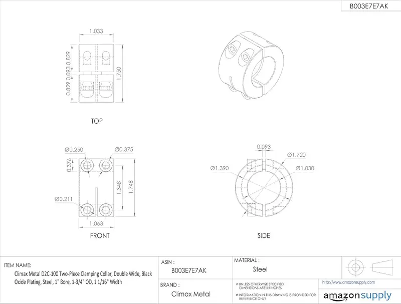 Climax Metals D2C-100 Black Oxide Plated Steel Two-Piece – product photo 2 of 2