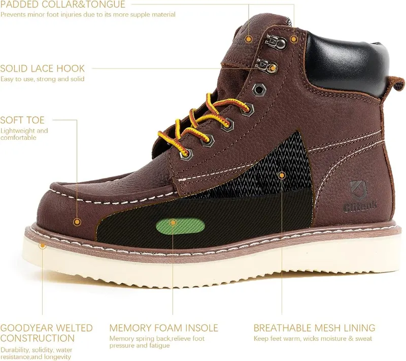 Clitenk Work Boots 6″ Moc Toe – Fashion Clitenk Boots