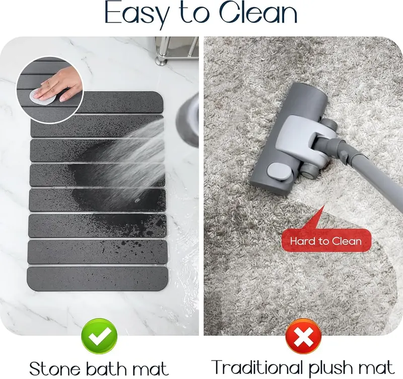 Closefriend Foldable Stone Bath Mat – Includes sanding refresh tool