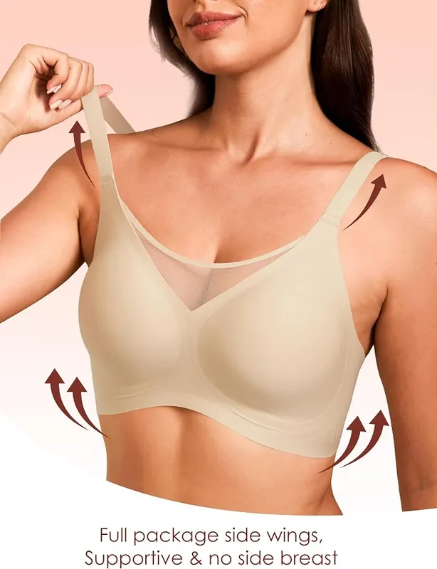 COCOMARTS Jelly Bras – Seamless wire-free V-mesh bralette