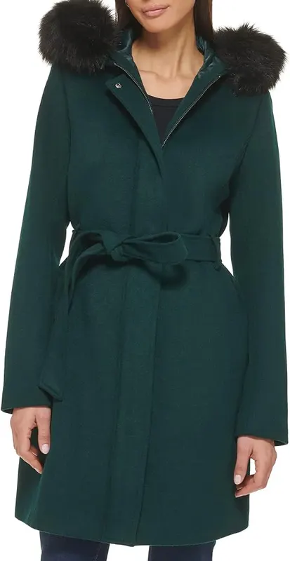 Cole Haan Womens Hooded Slick Wool