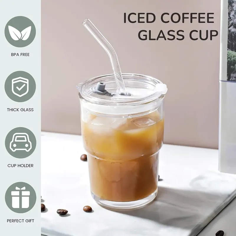 Colnic 2PCS Glass Cups – Clear design shows beverage layers