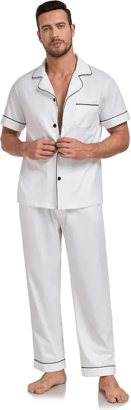 COLORFULLEAF Men’s Pajama Sets 100% Cotton Short – 100% Cotton